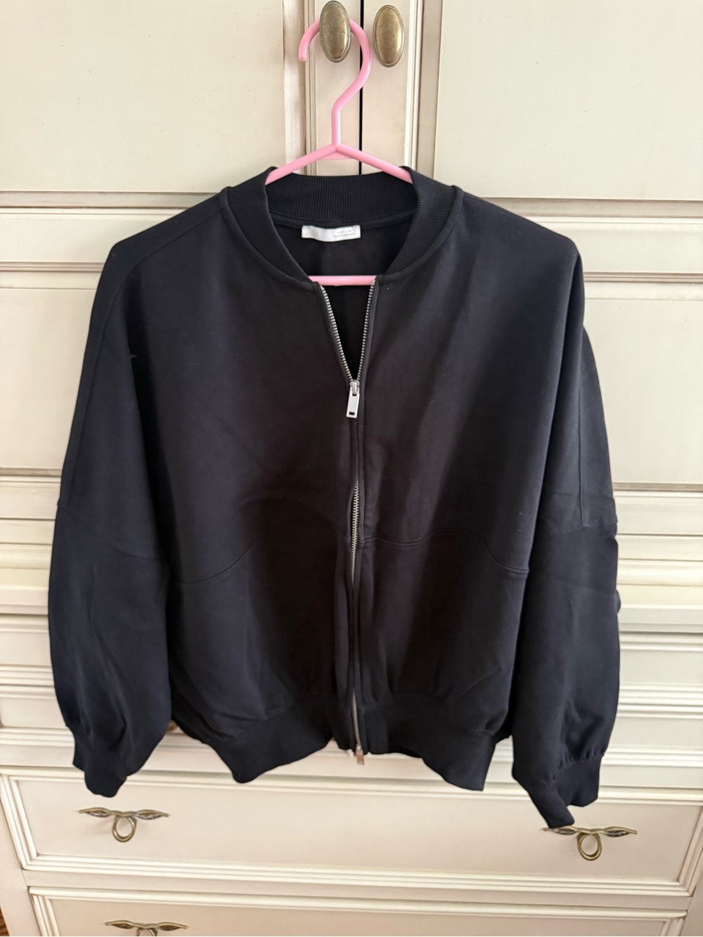 Zara Black Zip-Front Bomber Jacket - Women's